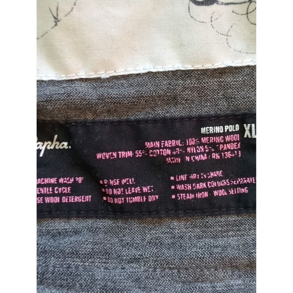 Rapha Merino Polo Cycling Jersey Size XL Heathered Gray REPAIRED Short Sleeve - Picture 7 of 11